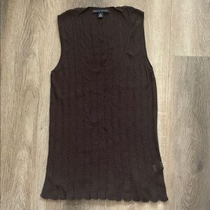 Vintage Y2K Banana Republic Open Knit Cotton Tank Top Womens Medium M